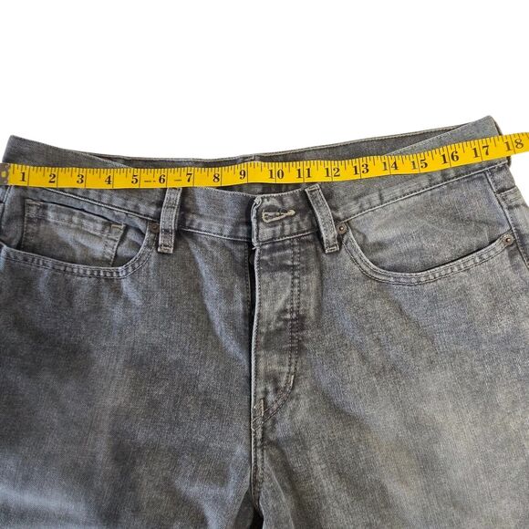 Express Mens Button Fly Denim Jeans Bootcut Washed Black Medium Rise Sz 36Wx30L - Picture 9 of 13